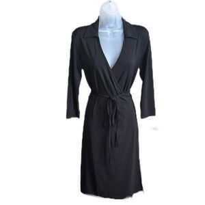 Lands’ End Elegant Black Wrap Dress Size Small